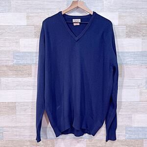 Alan Paine Vintage 100% Cashmere Sweater Blue England Jack Krawcheck Mens 46 XL